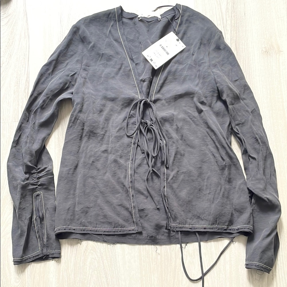 Zara tie front shirt